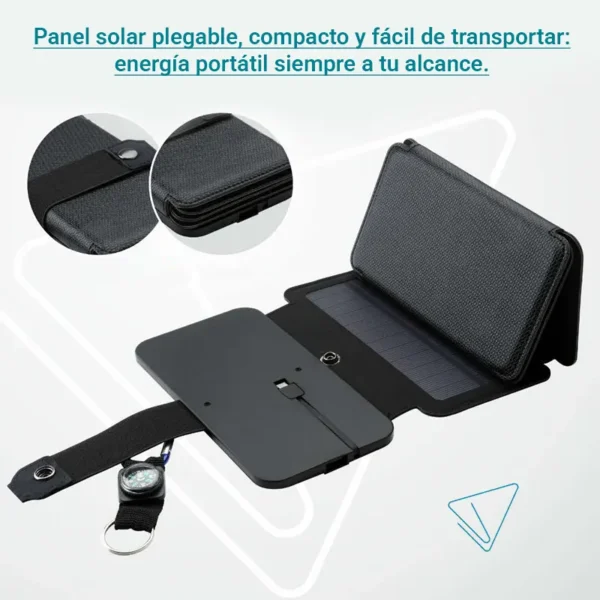 Cargador Solar Portátil de 5 Placas Plegable 5V 2.1A USB
