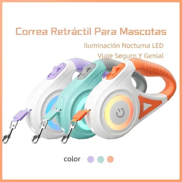 Correa Retráctil Automática para Perros con Collar y Botón de Bloqueo