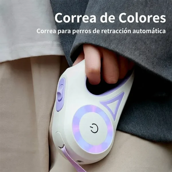Correa Retráctil Automática para Perros con Collar y Botón de Bloqueo
