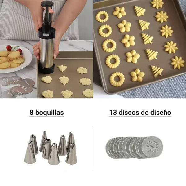 Máquina Prensa para Galletas de Acero Inoxidable con 21 Accesorios