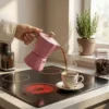 Cafetera Italiana Octogonal de Aluminio Estilo Turco Color Rosa