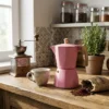 Cafetera Italiana Octogonal de Aluminio Estilo Turco Color Rosa