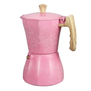 Cafetera Italiana Octogonal de Aluminio Estilo Turco Color Rosa