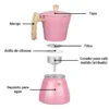 Cafetera Italiana Octogonal de Aluminio Estilo Turco Color Rosa